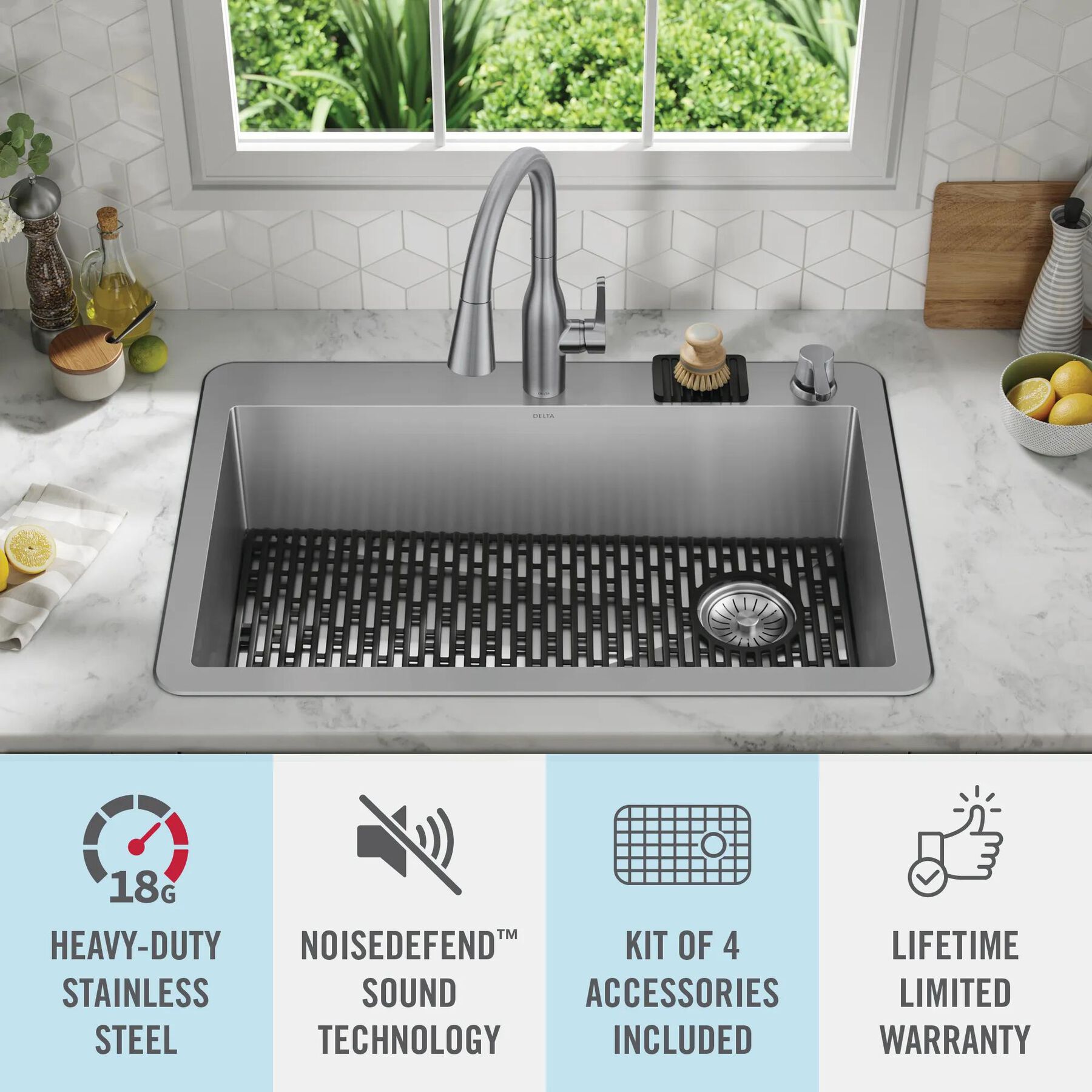 33&rdquo; Drop-In Undermount Stainless Steel Single Bowl Kitchen Sink with Accessories